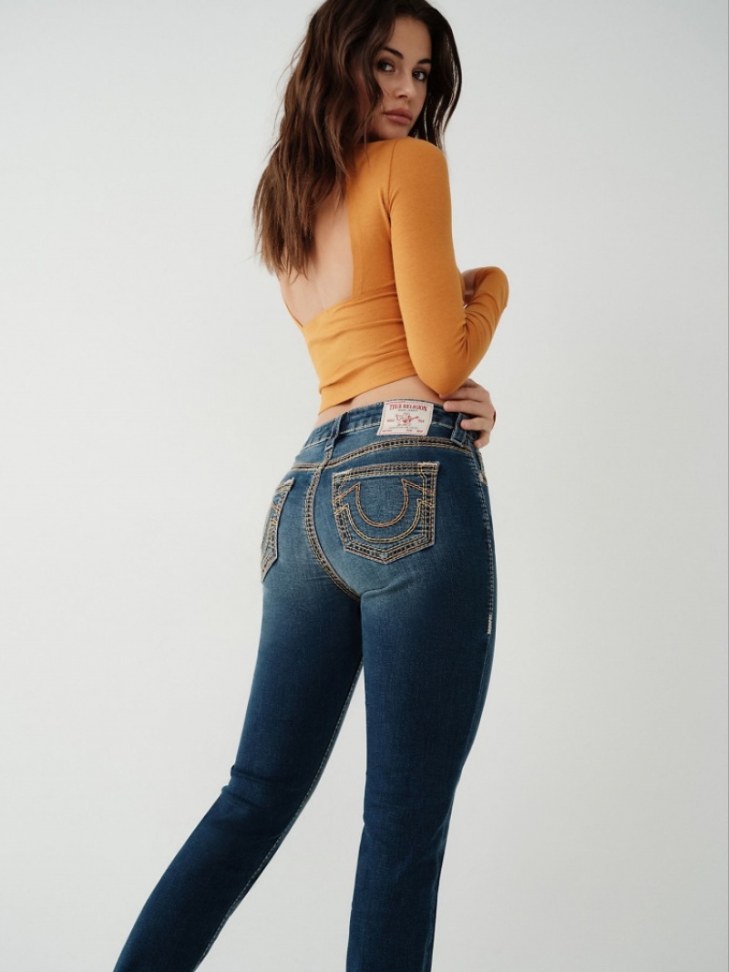 Big T & Super T Stitch True Religion Jennie Super Q Curvy Mince Jean Femme Bleu | ZJO-16051693