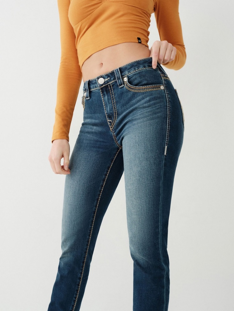 Big T & Super T Stitch True Religion Jennie Super Q Curvy Mince Jean Femme Bleu | ZJO-16051693