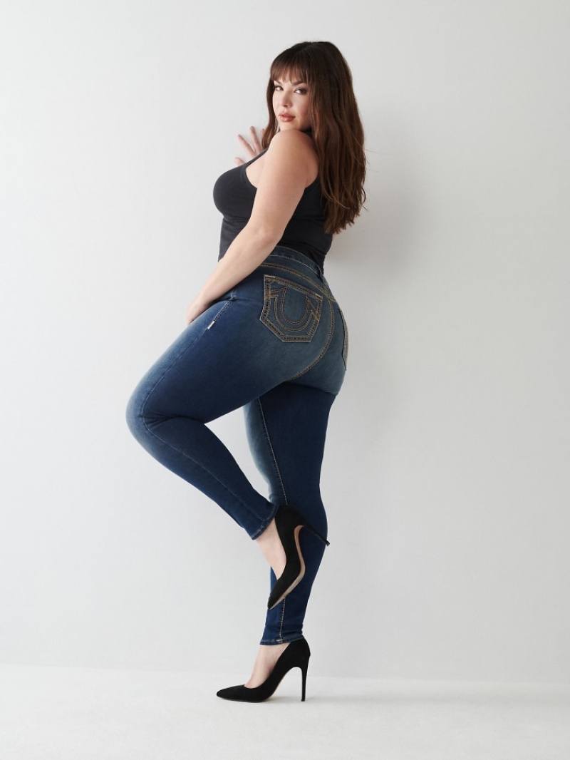 Big T & Super T Stitch True Religion Jennie Super Q Curvy Mince Jean Femme Bleu | ZJO-16051693