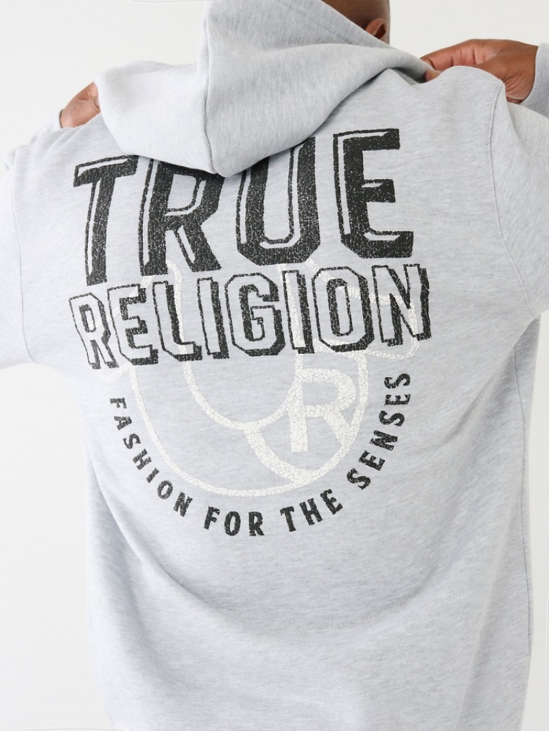 Sweat a Capuche True Religion Logo Zip Homme Blanche Bleu Marine | PFN-93004683