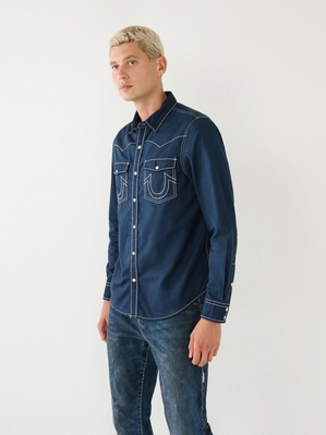 Chemises True Religion Big T Western Shirt Homme Bleu Marine | RXR-12231795