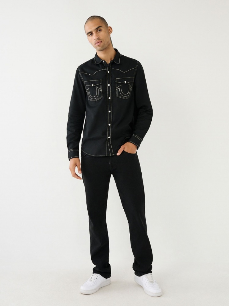 Chemises True Religion Big T Western Shirt Homme Noir | XQT-26889307