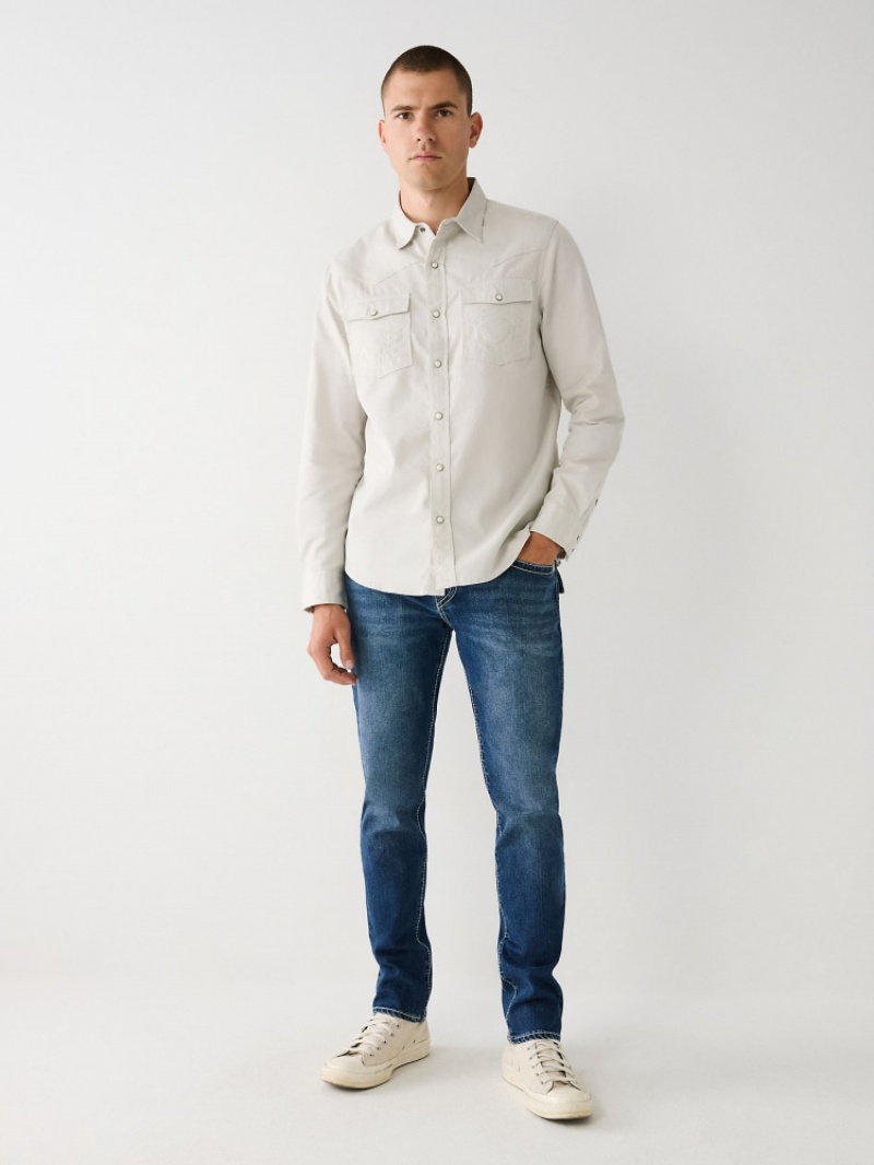 Chemises True Religion Big T Western Shirt Homme Bleu | QEB-60176425