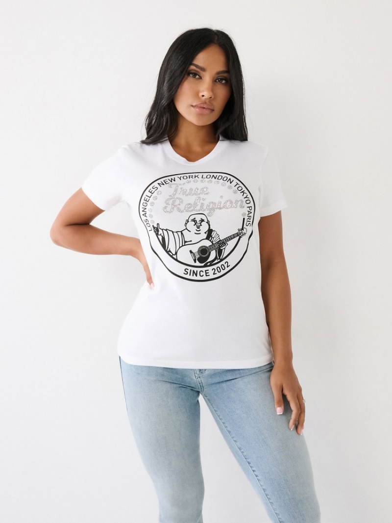 T Shirts True Religion Crystal Buddha Femme Vert Olive | PBI-93288898