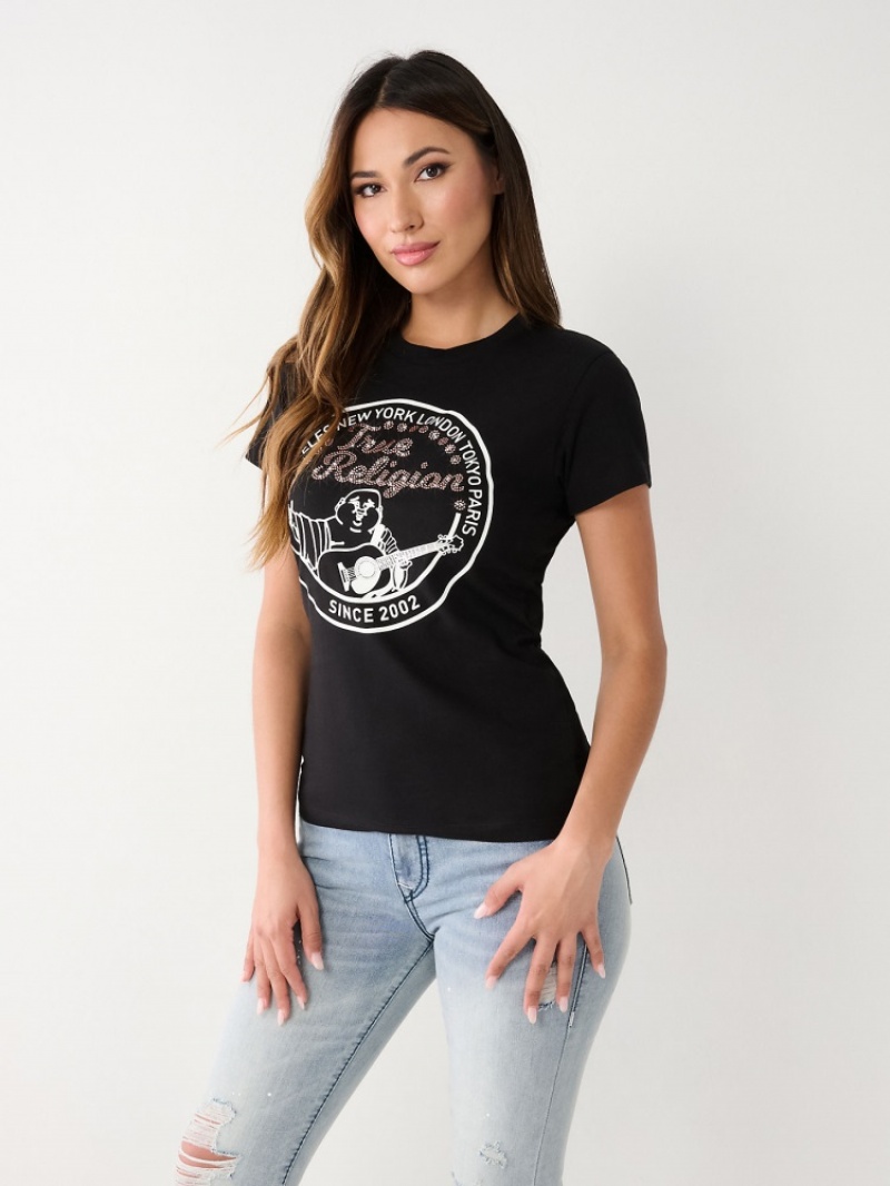 T Shirts True Religion Crystal Buddha Femme Bleu Marine | MMK-40700256