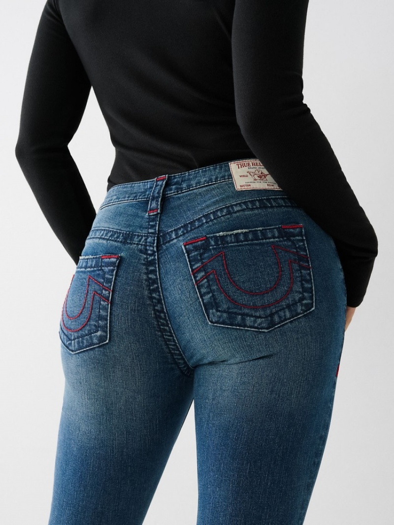 Big T & Super T Stitch True Religion Jennie Big T Curvy Mince Jean Femme Orange Rose | EAX-66797667