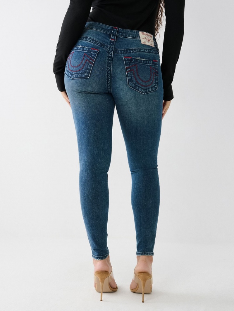 Big T & Super T Stitch True Religion Jennie Big T Curvy Mince Jean Femme Orange Rose | EAX-66797667