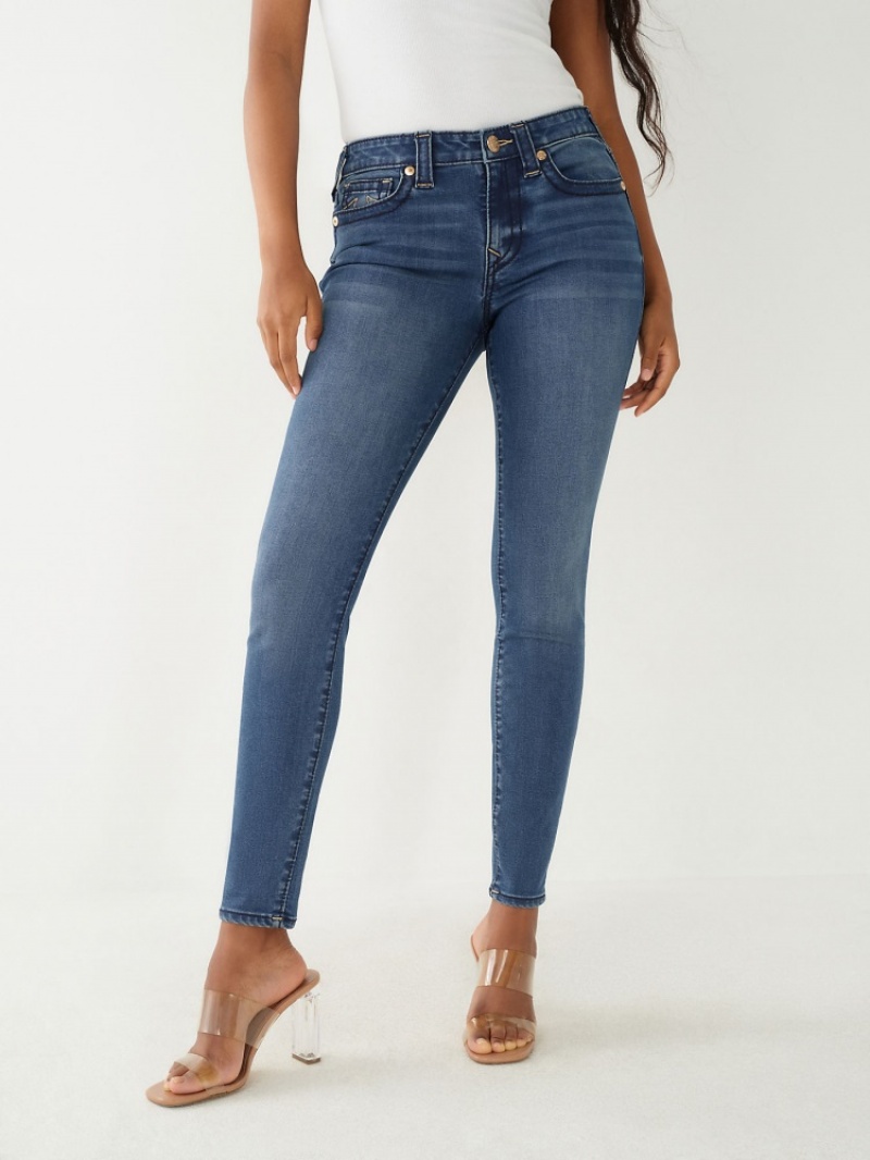 Big T & Super T Stitch True Religion Jennie Big T Curvy Mince Jean Femme Bleu Orange | GKY-75824415