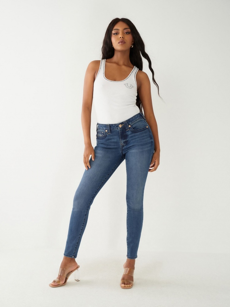 Big T & Super T Stitch True Religion Jennie Big T Curvy Mince Jean Femme Bleu Orange | GKY-75824415