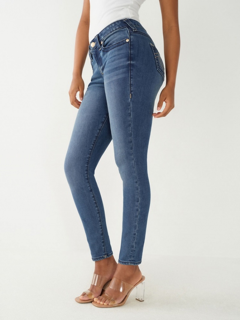 Big T & Super T Stitch True Religion Jennie Big T Curvy Mince Jean Femme Bleu Orange | GKY-75824415