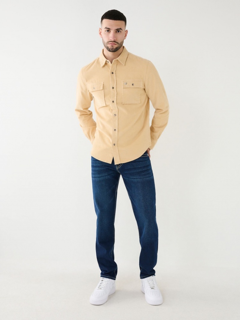 Chemises True Religion Corduroy Flap Utility Shirt Homme Vert Olive | VTW-13235333