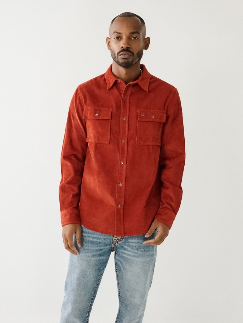 Chemises True Religion Corduroy Flap Utility Shirt Homme Bleu Marine | YPJ-61313024