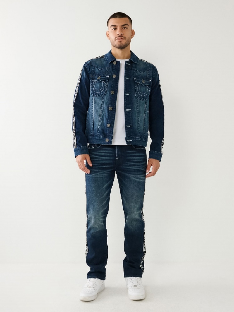 Vestes En Jean True Religion True Religion Tape Trim Jimmy Homme Bleu Orange | XTJ-60711039