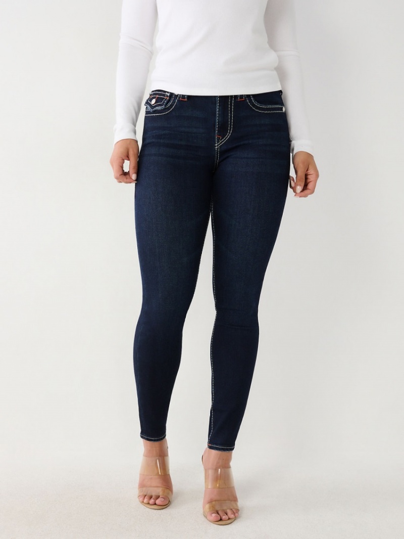 Big T & Super T Stitch True Religion Halle Big T Super Mince Jean Femme Noir | LJR-98864200