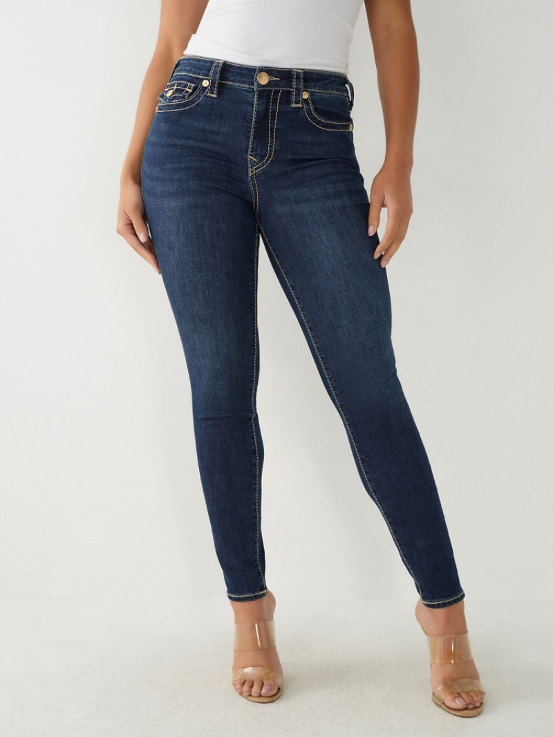 Big T & Super T Stitch True Religion Halle Big T High Rise Super Mince Jean Femme Blanche Bleu | JTK-77788151