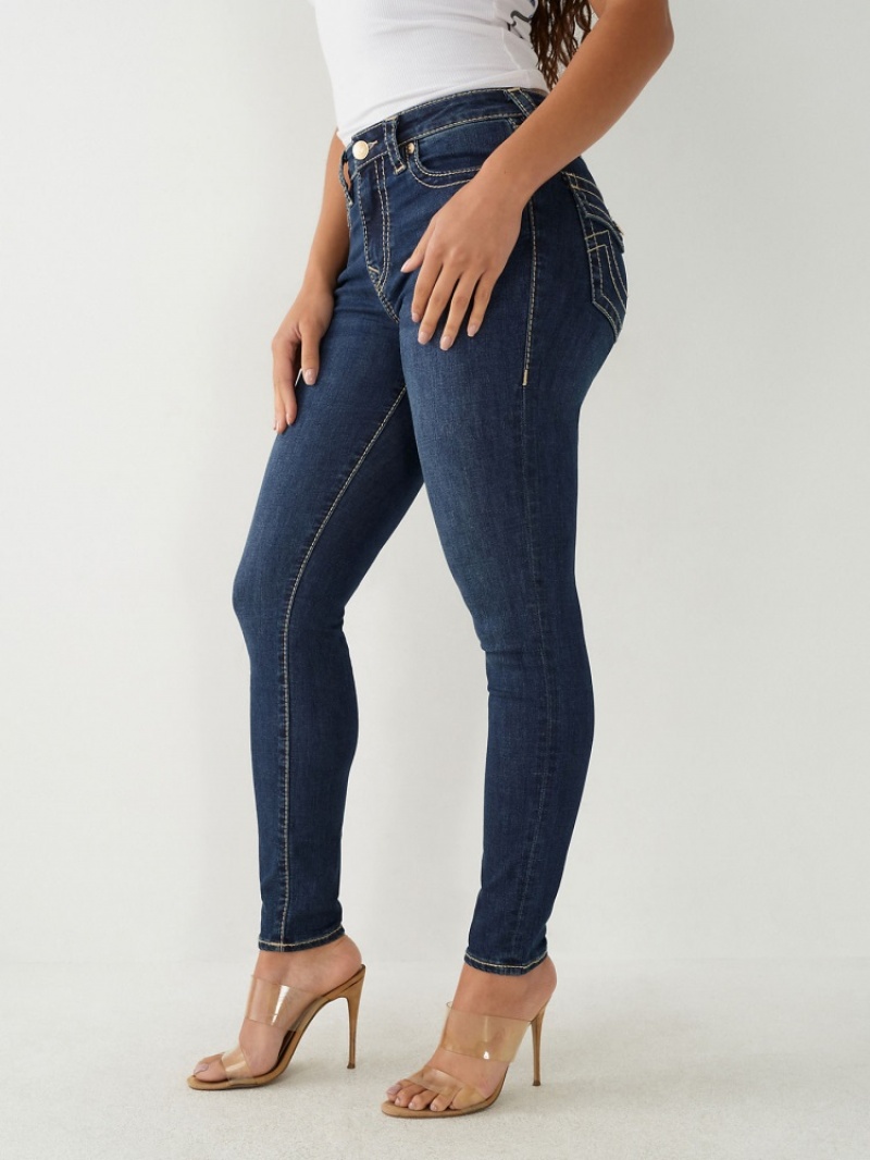 Big T & Super T Stitch True Religion Halle Big T High Rise Super Mince Jean Femme Blanche Bleu | JTK-77788151