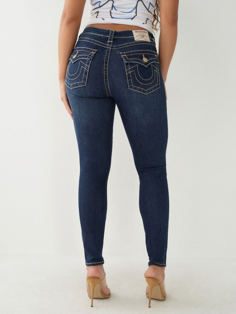 Big T & Super T Stitch True Religion Halle Big T High Rise Super Mince Jean Femme Blanche Bleu | JTK-77788151