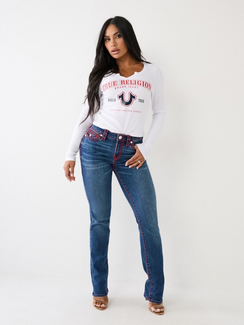 Big T & Super T Stitch True Religion Billie Super T Stitch Droit Jean Femme Bleu Marine | LBF-88165654