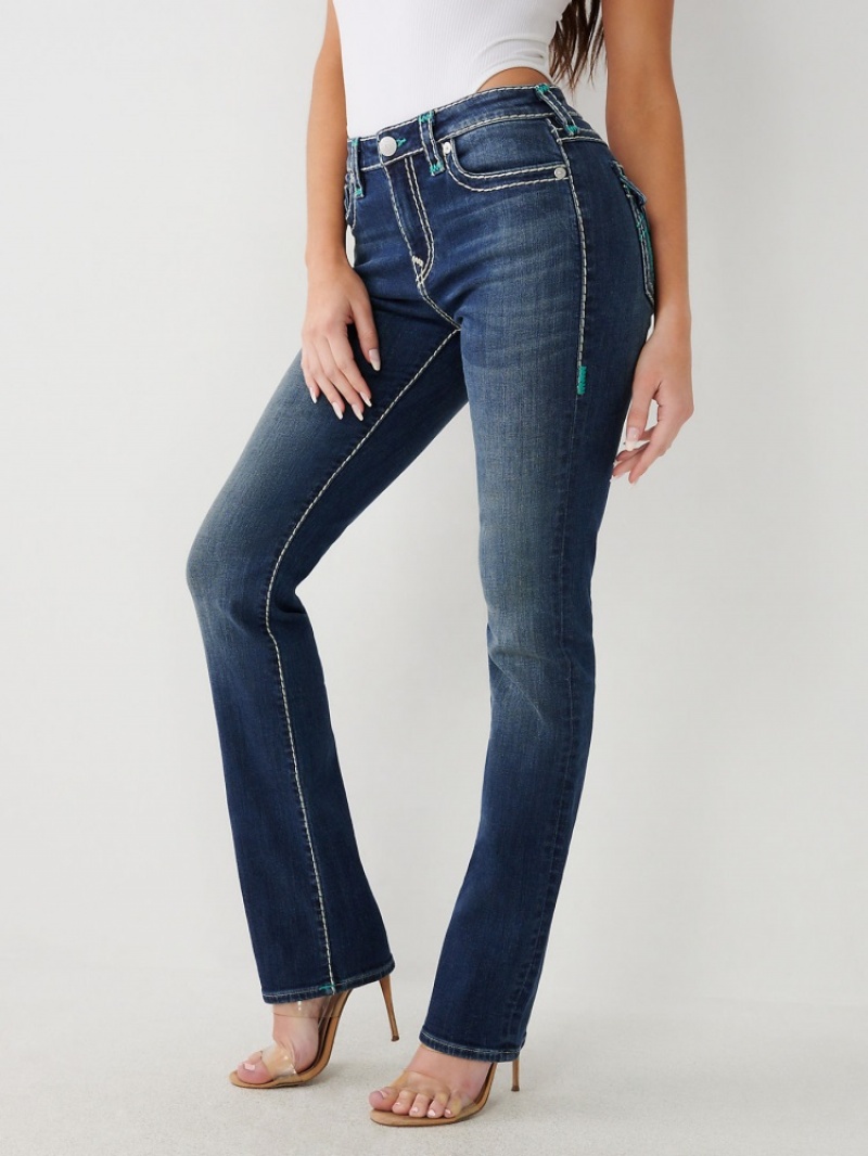 Big T & Super T Stitch True Religion Billie Super T Stitch Droit Jean Femme Bleu | QSY-95980249