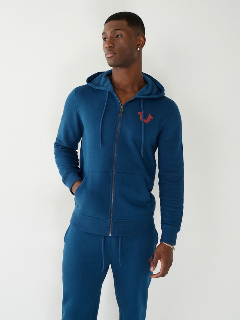 Sweat a Capuche True Religion Horseshoe Zip Homme Bleu | LSE-30900556