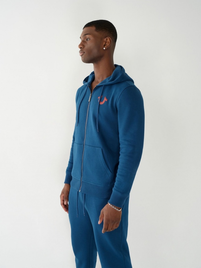 Sweat a Capuche True Religion Horseshoe Zip Homme Bleu | LSE-30900556