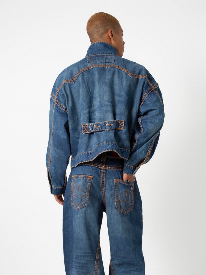 Veste Bomber True Religion Sebastien Ami X True Religion Western Jacket Super T Homme Blanche Bleu | HPP-43250787