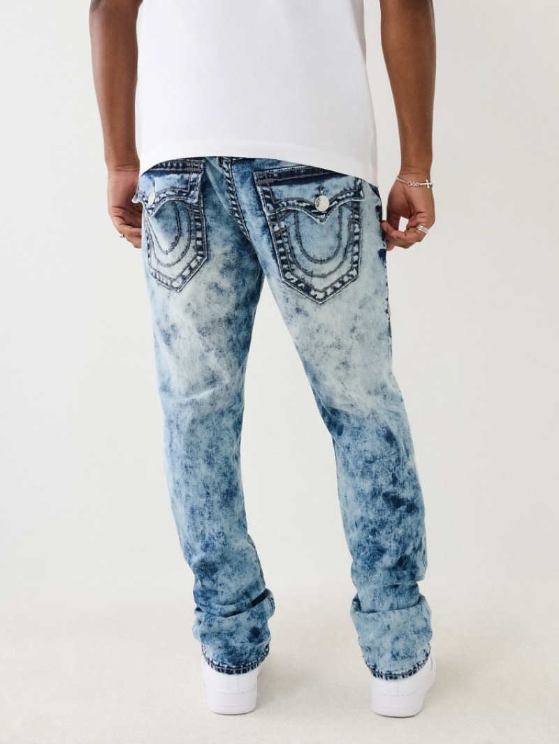 Flap Pocket Jeans True Religion Ricky Acid Wash Super T Droit Jean Homme Bleu | AOM-25762234