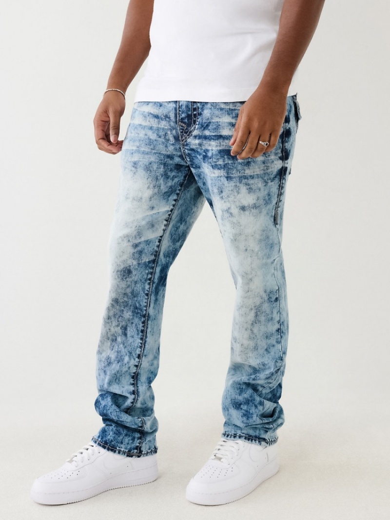 Flap Pocket Jeans True Religion Ricky Acid Wash Super T Droit Jean Homme Bleu | AOM-25762234