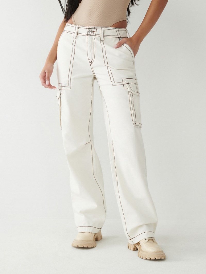 Big T & Super T Stitch True Religion Big T Cargo Pant Femme Blanche Bleu Marine | UNX-25195837