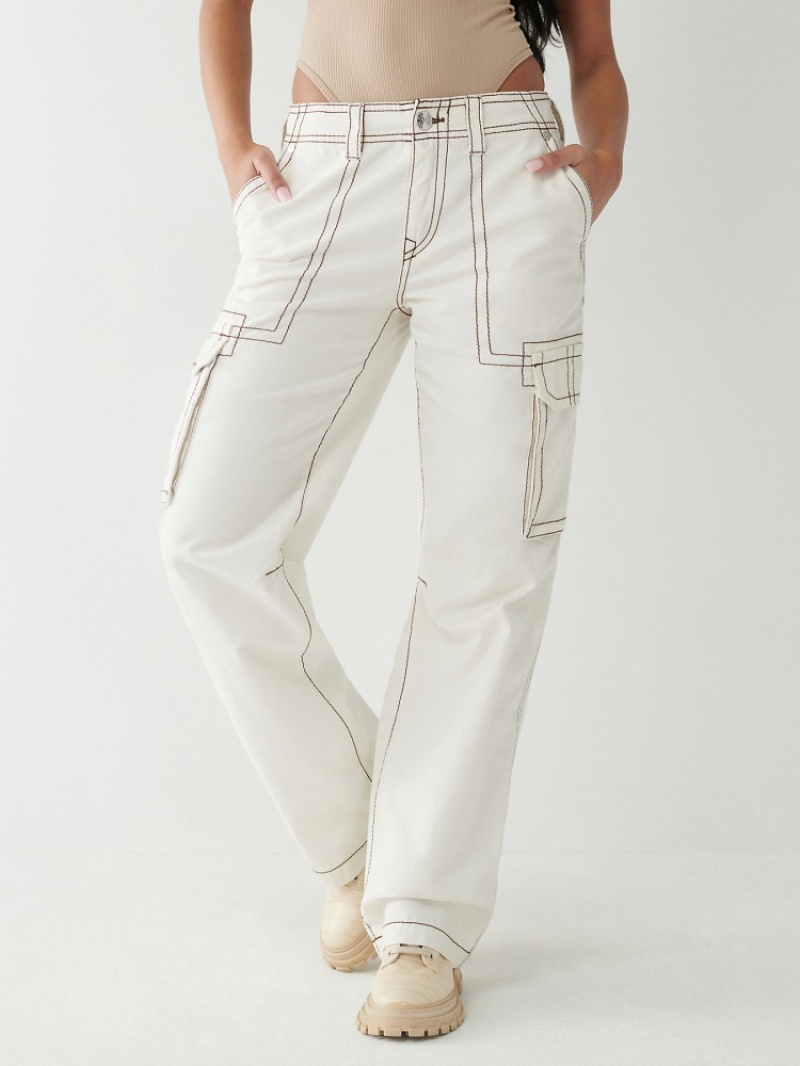 Big T & Super T Stitch True Religion Big T Cargo Pant Femme Blanche Bleu Marine | UNX-25195837