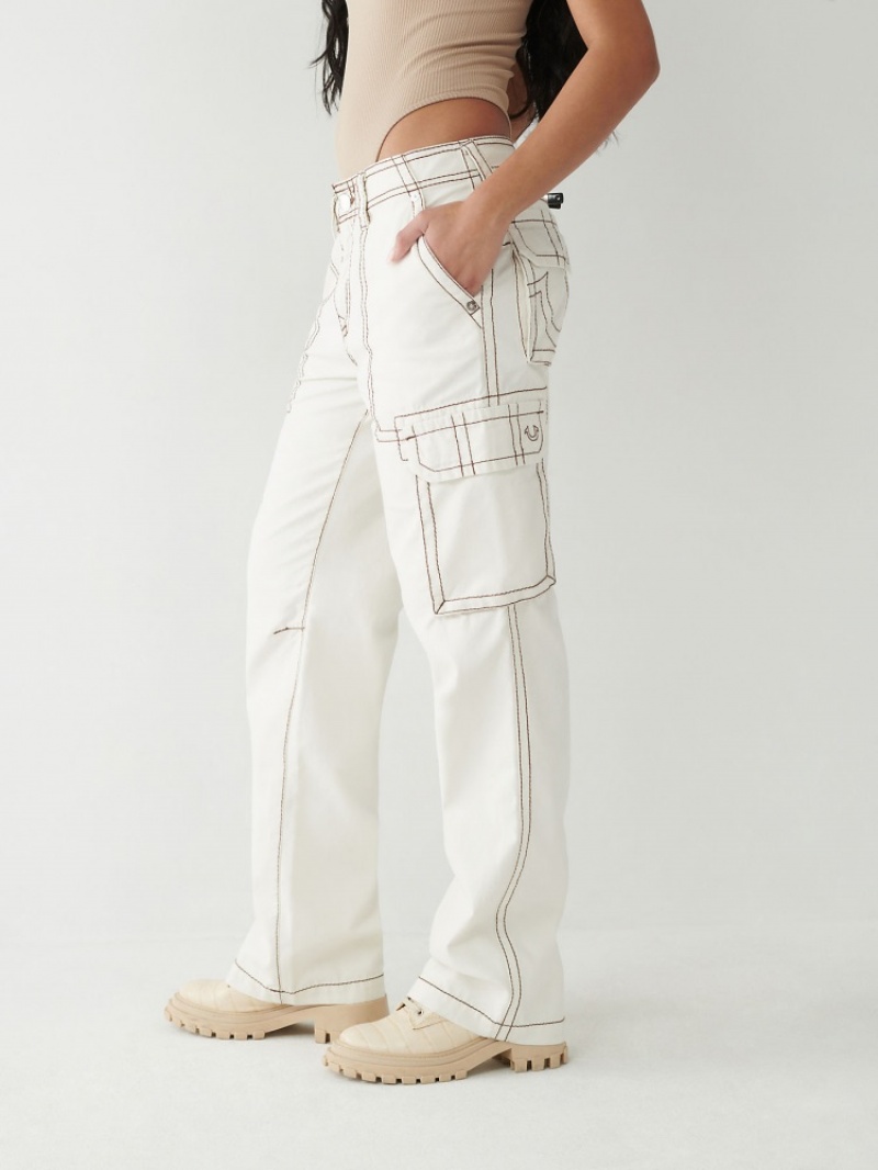 Big T & Super T Stitch True Religion Big T Cargo Pant Femme Blanche Bleu Marine | UNX-25195837