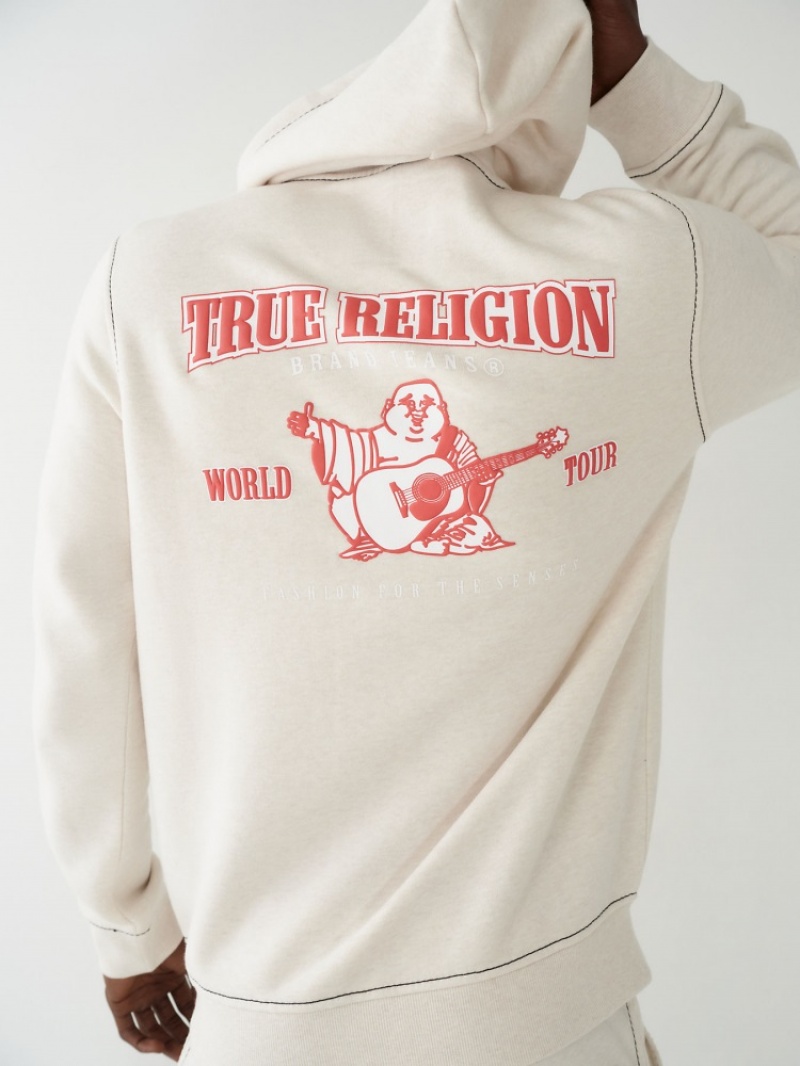 Sweat a Capuche True Religion Heritage Big T Zip Homme Beige | OQE-34519955