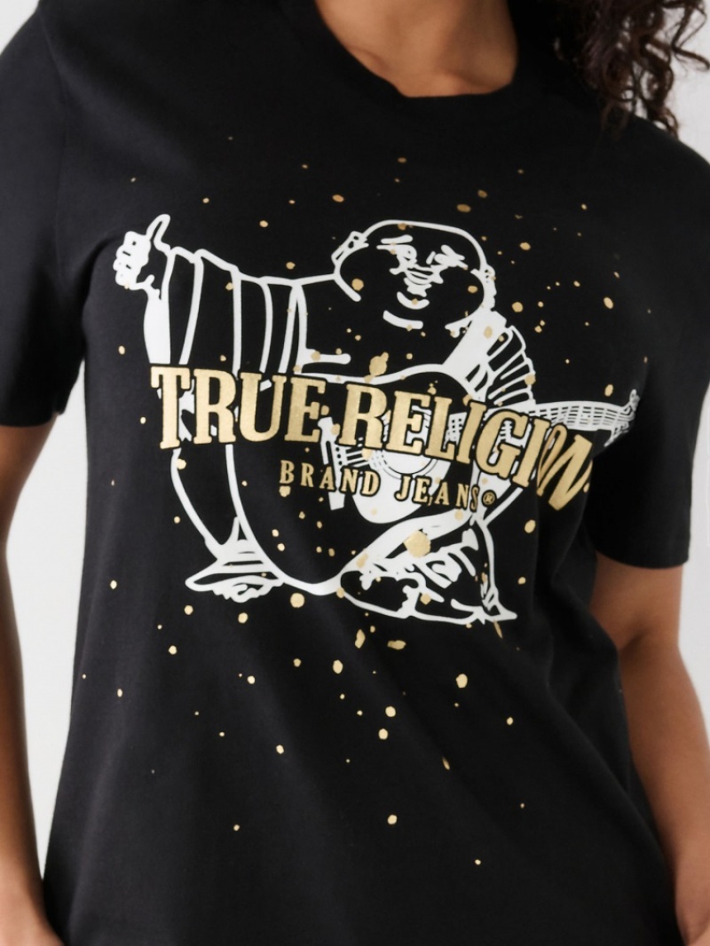 T Shirts True Religion Buddha Splatter Relaxed Femme Bleu Marine | DFW-44183818