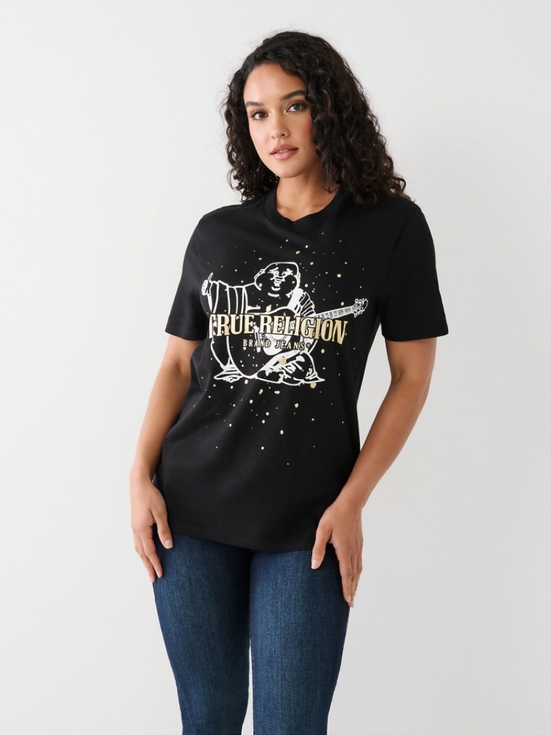 T Shirts True Religion Buddha Splatter Relaxed Femme Bleu Marine | DFW-44183818