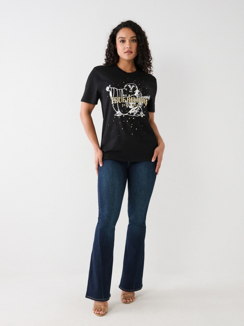 T Shirts True Religion Buddha Splatter Relaxed Femme Bleu Marine | DFW-44183818