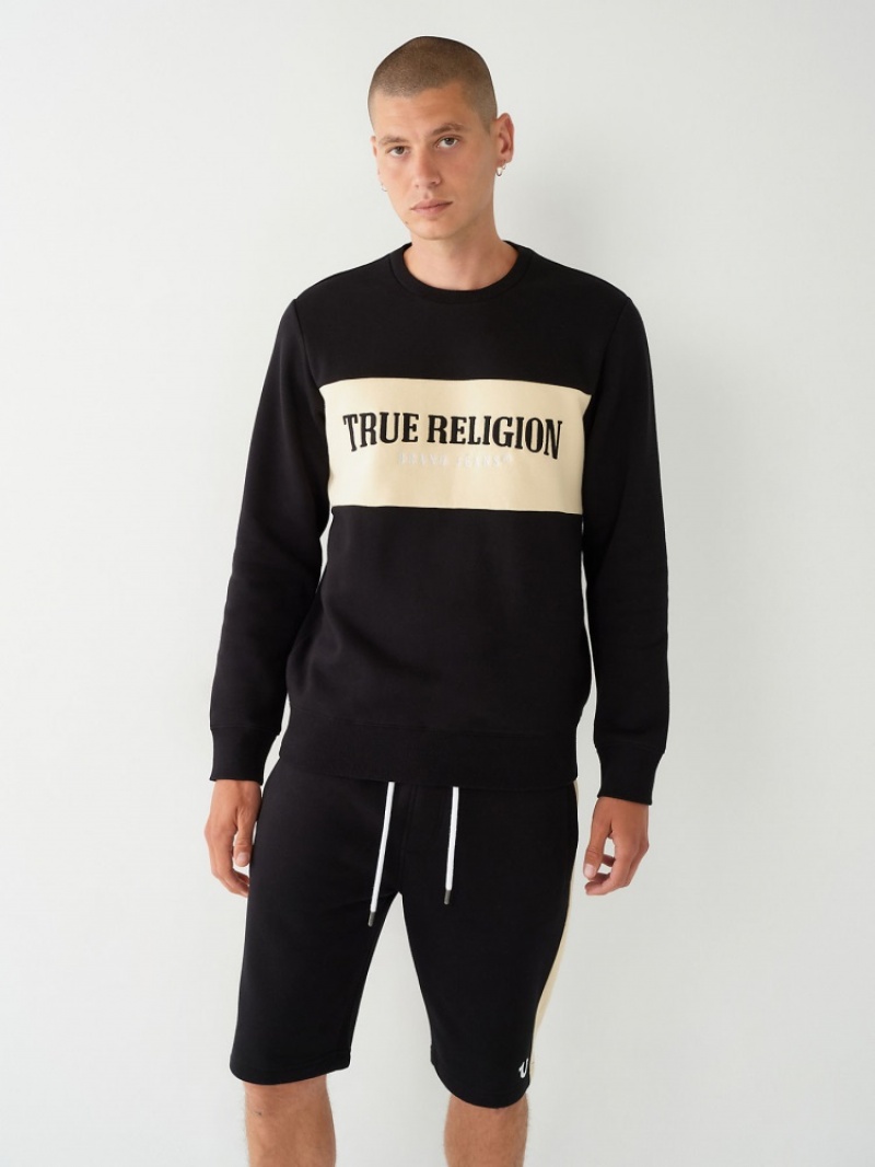 Sweat a Capuche True Religion Color Block True Logo Homme Bleu Marine | BGQ-63182123