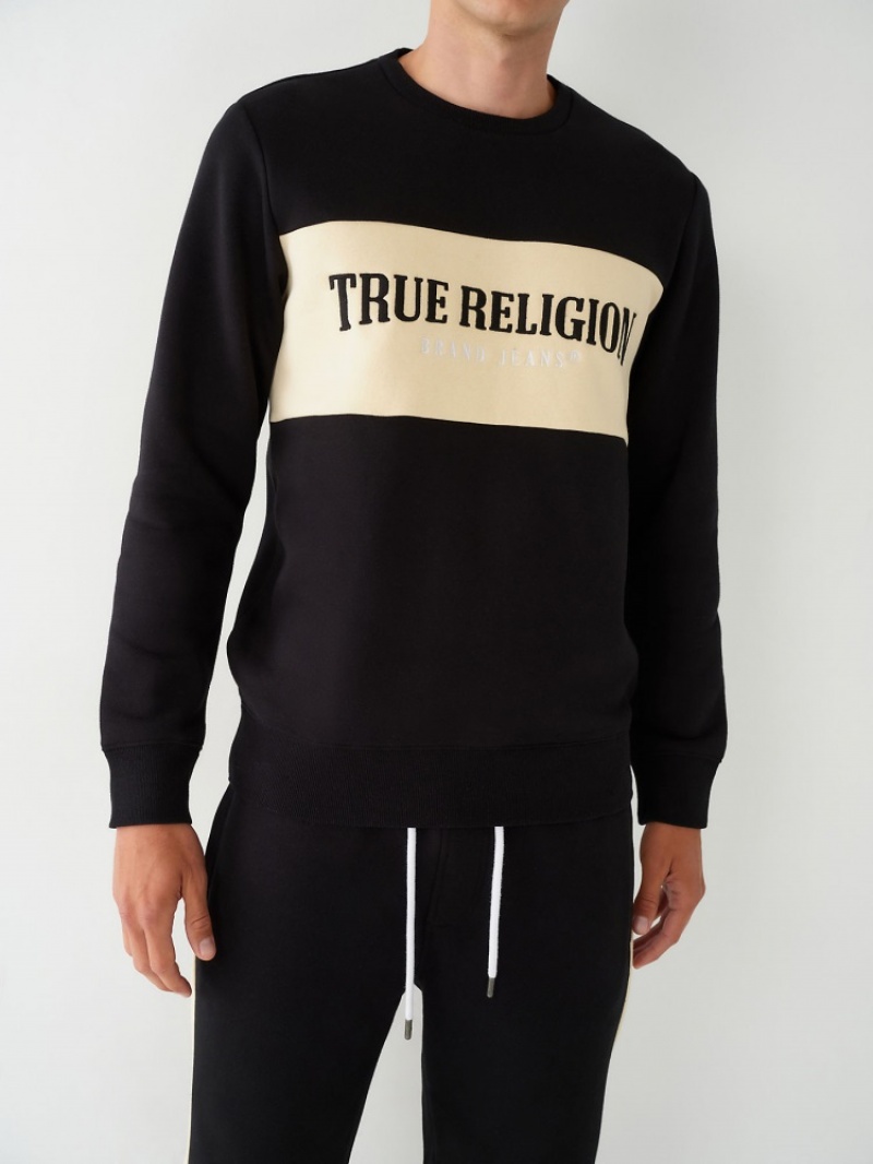 Sweat a Capuche True Religion Color Block True Logo Homme Bleu Marine | BGQ-63182123