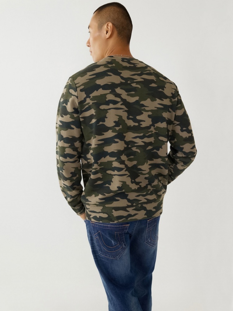 Sweat a Capuche True Religion Camo Crewneck Homme Jaune | THM-68277898