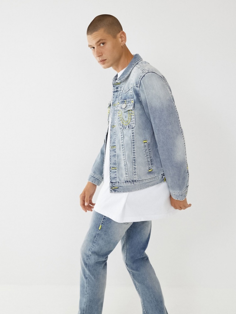 Vestes En Jean True Religion Jimmy Super T Stitch Homme Bleu | XCP-03088014