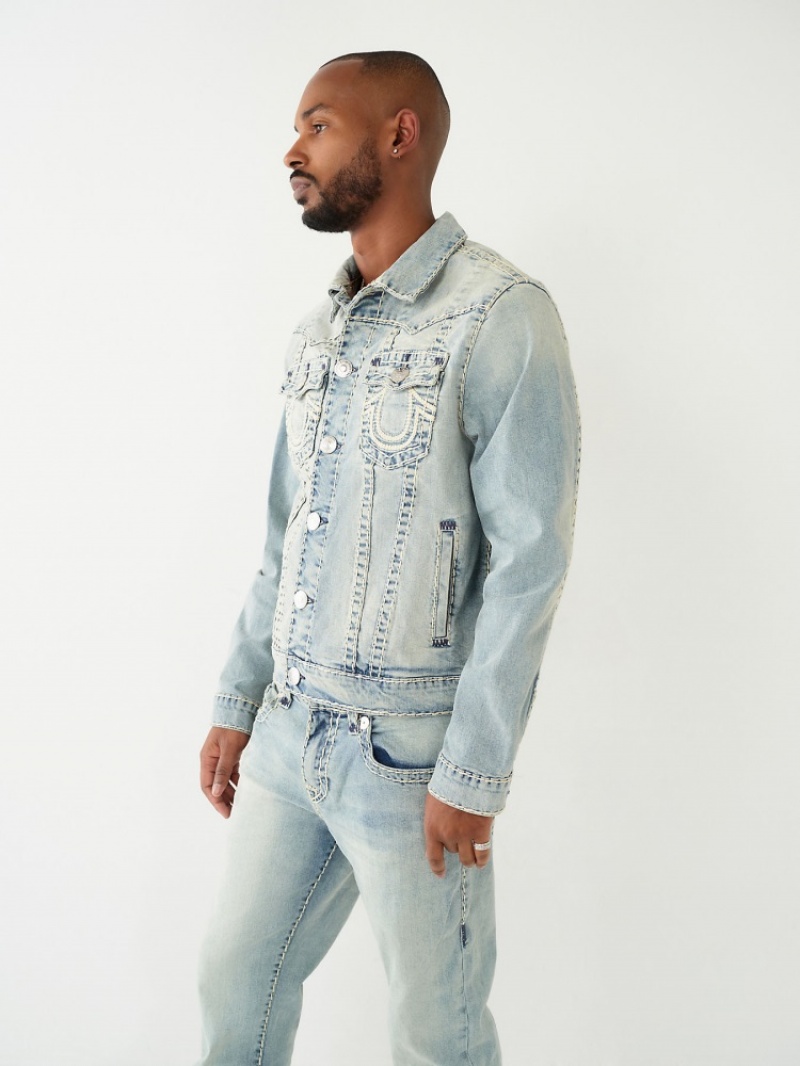 Vestes En Jean True Religion Jimmy Super T Rope Stitch Homme Orange Rose | CRY-99427855