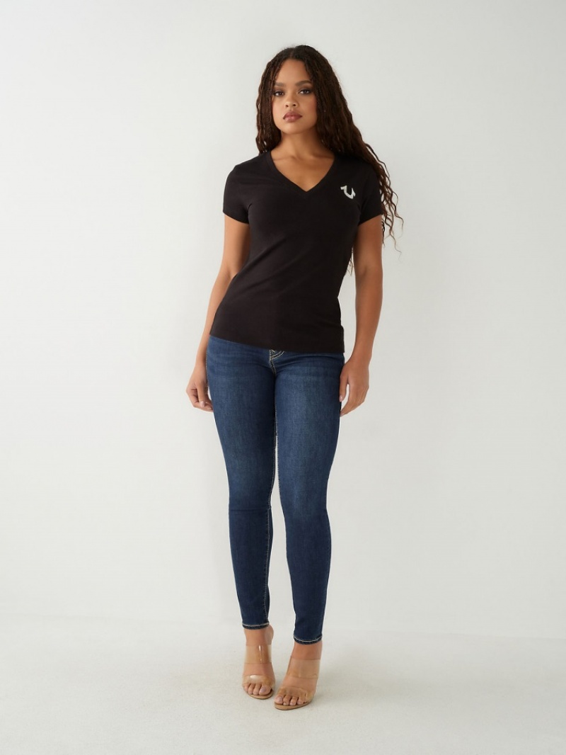 T Shirts True Religion Buddha Logo V Femme Noir | MFW-42799220