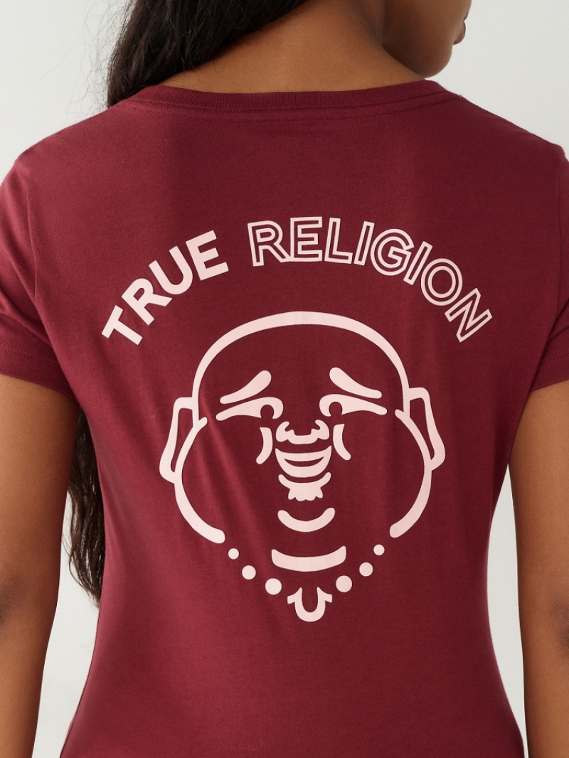 T Shirts True Religion Buddha Logo V Femme Blanche Bleu Marine | VFW-53855477