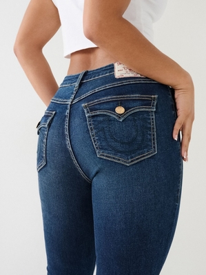 Curvy Skinny Jeans True Religion Jennie Mid Rise Single Needle Mince Jean Femme Bleu Marine | EJN-17124142