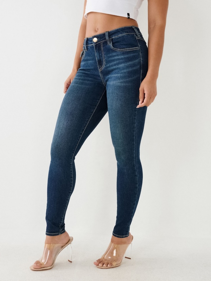 Curvy Skinny Jeans True Religion Jennie Mid Rise Single Needle Mince Jean Femme Bleu Marine | EJN-17124142