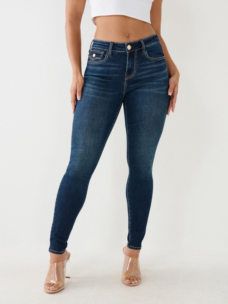 Curvy Skinny Jeans True Religion Jennie Mid Rise Single Needle Mince Jean Femme Bleu Marine | EJN-17124142