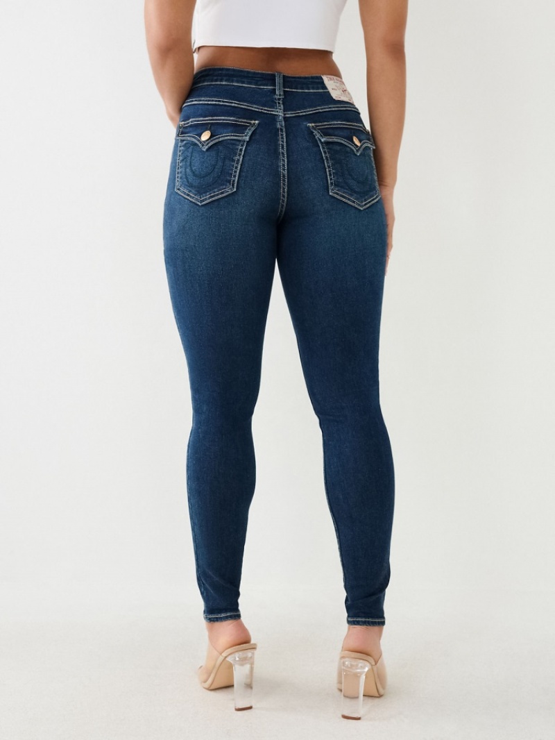 Curvy Skinny Jeans True Religion Jennie Mid Rise Single Needle Mince Jean Femme Bleu Marine | EJN-17124142