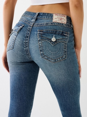 Curvy Skinny Jeans True Religion Jennie Mid Rise Flap Super Mince Jean Femme Bleu Marine | CMF-74912018