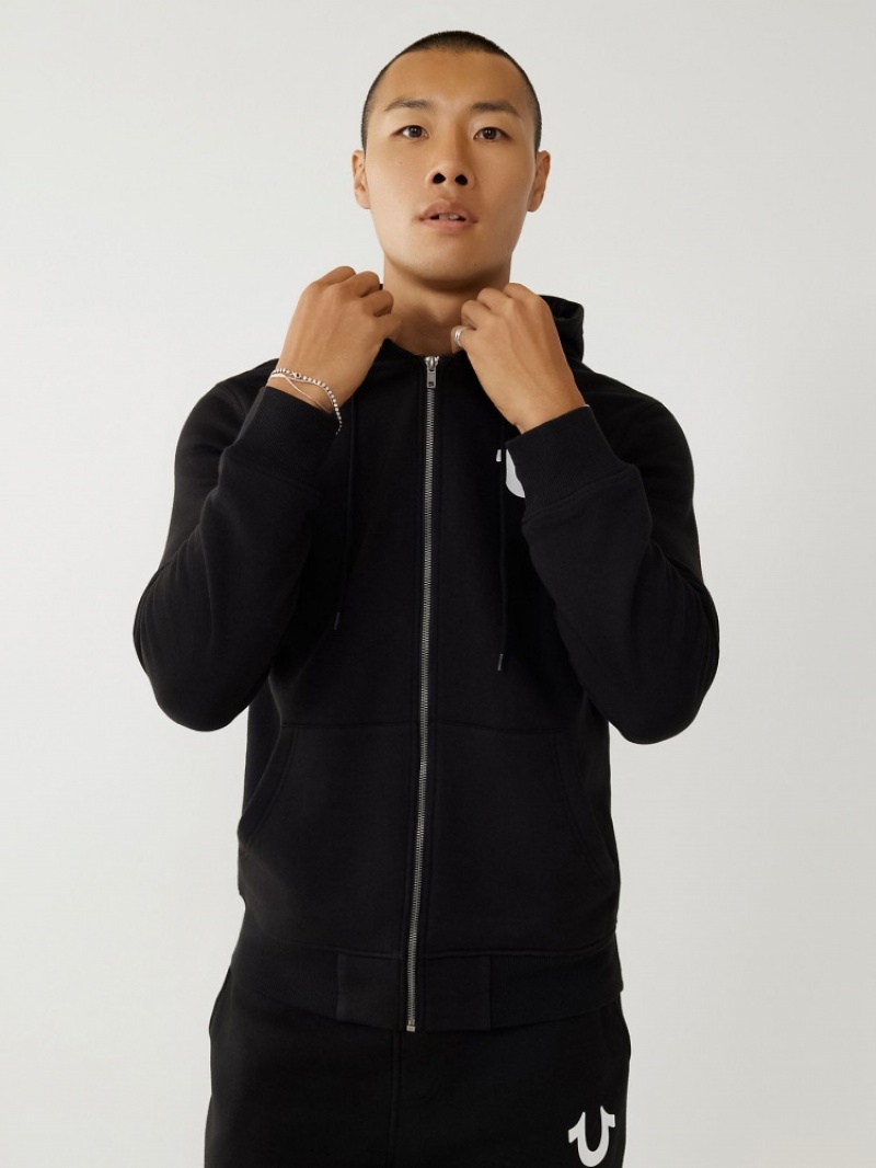 Sweat a Capuche True Religion Buddha Zip Homme Noir | YVG-85099697