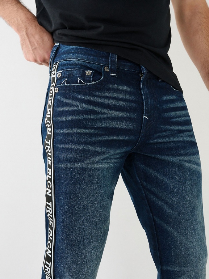 Straight Leg Jeans True Religion Ricky Side Stripe Homme Bleu Marine | NCE-02429247