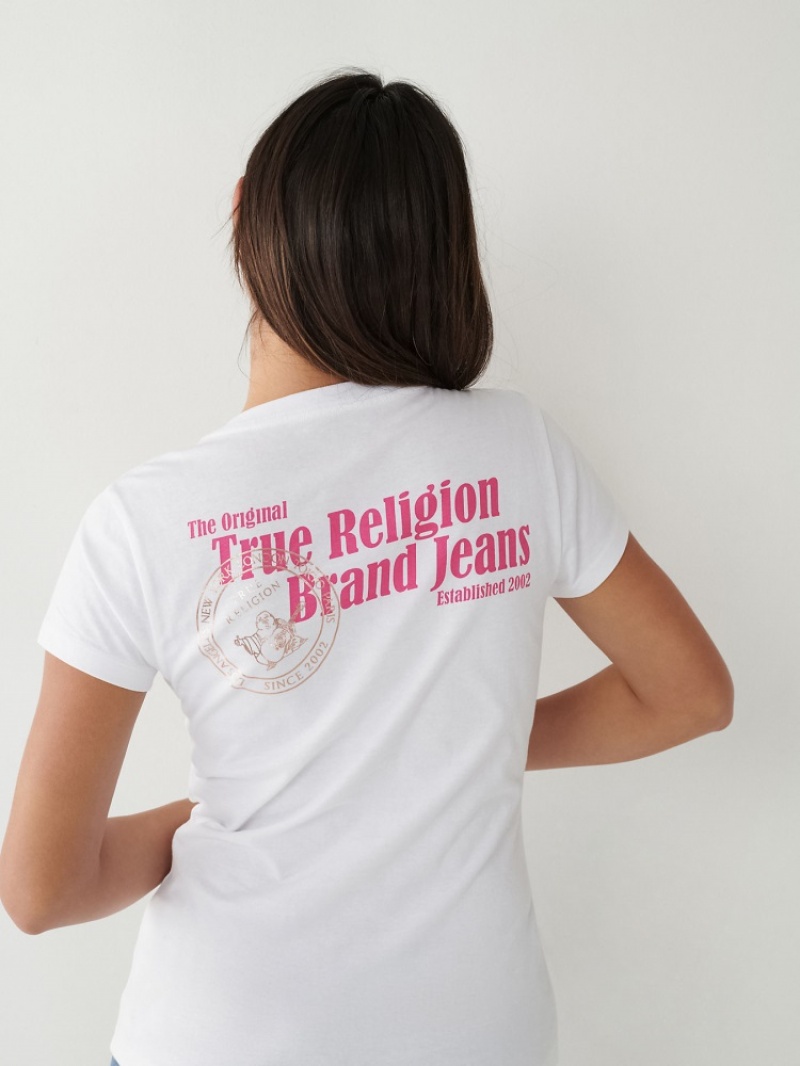 T Shirts True Religion Buddha Logo V Femme Jaune | YYE-48523662